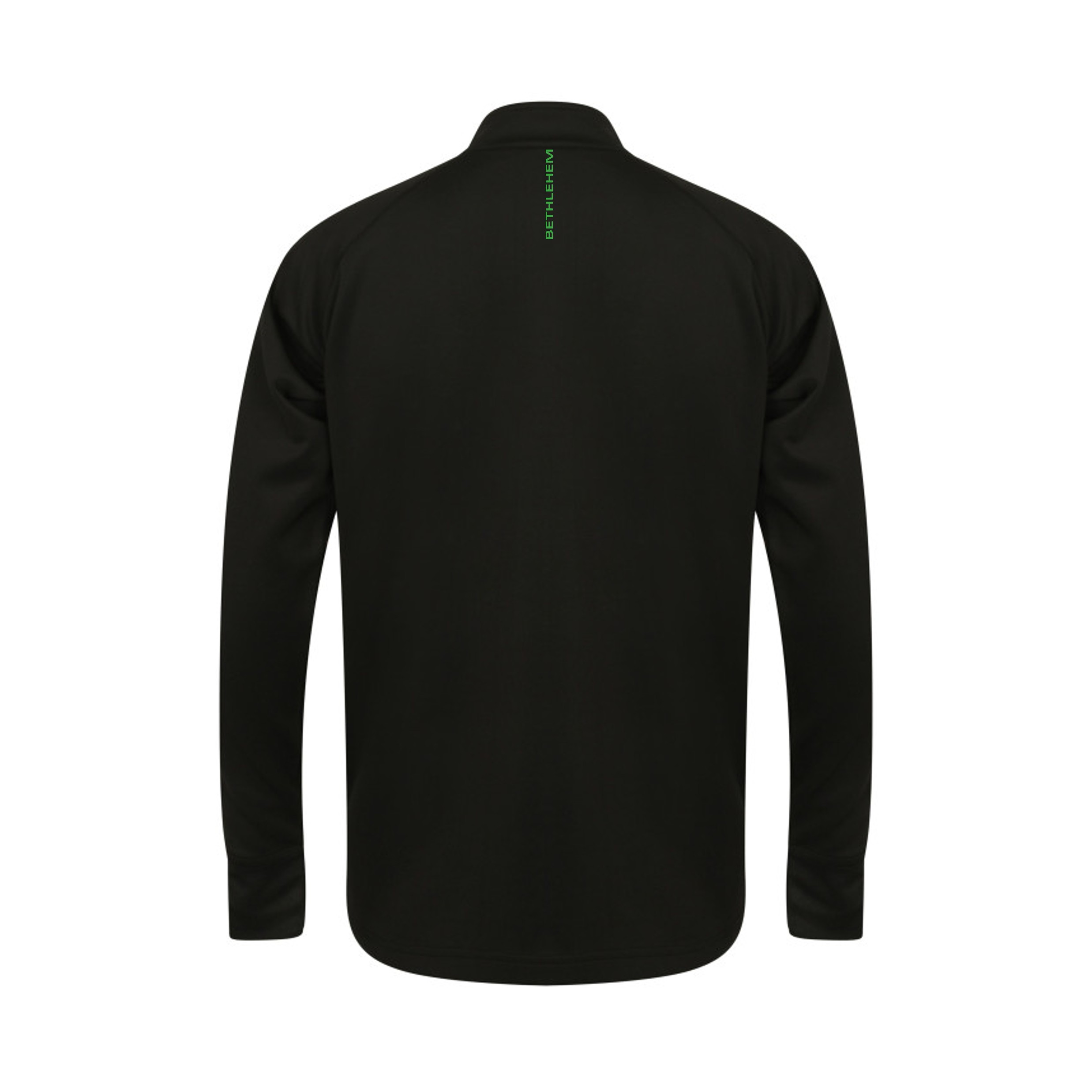 Schwarzes Langarmshirt mit Aufdruck am Rücken