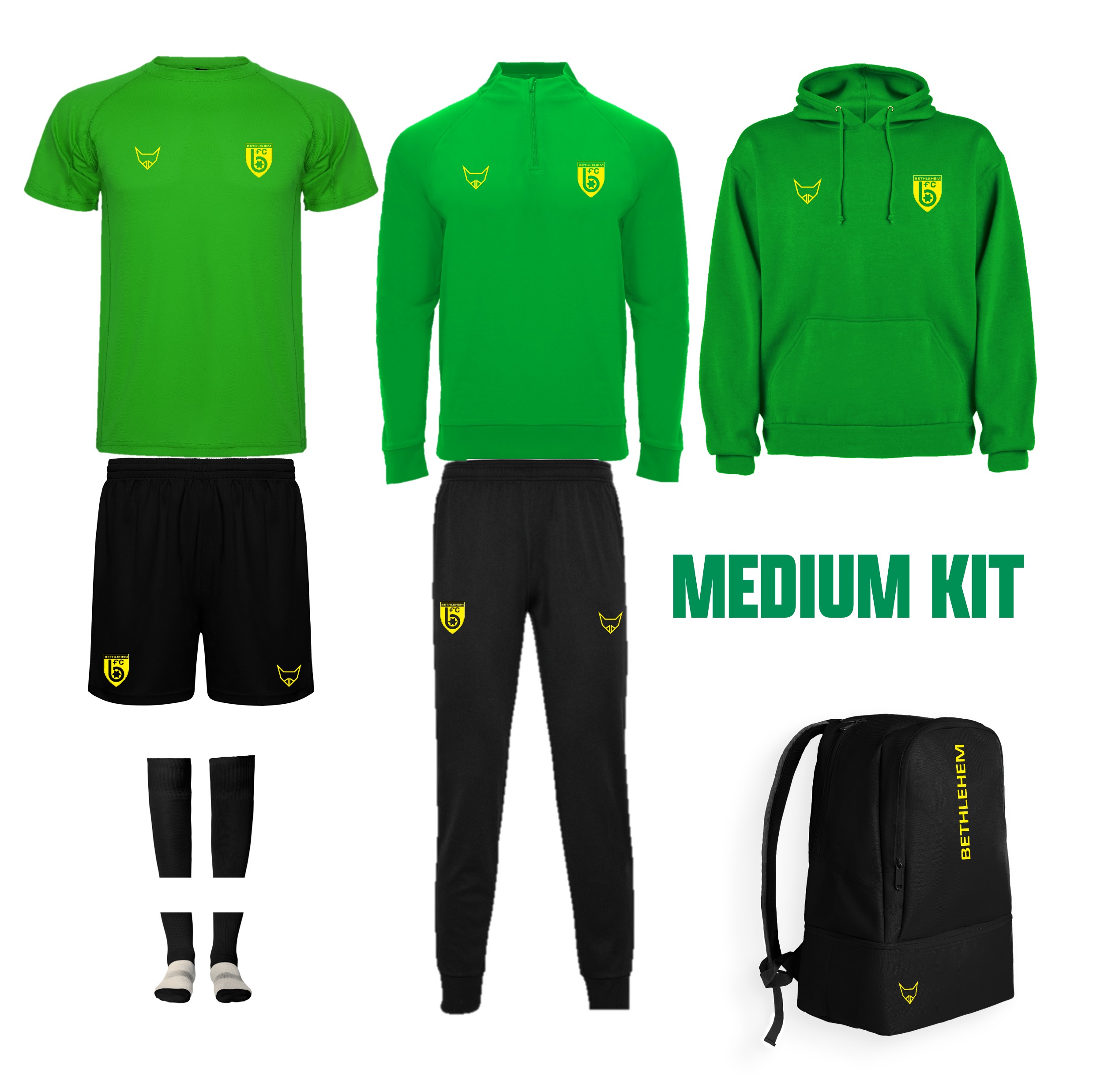 PRIMEo FC Bethlehem Medium Kit mit Shirt, Shorts, Hoodie, Ho