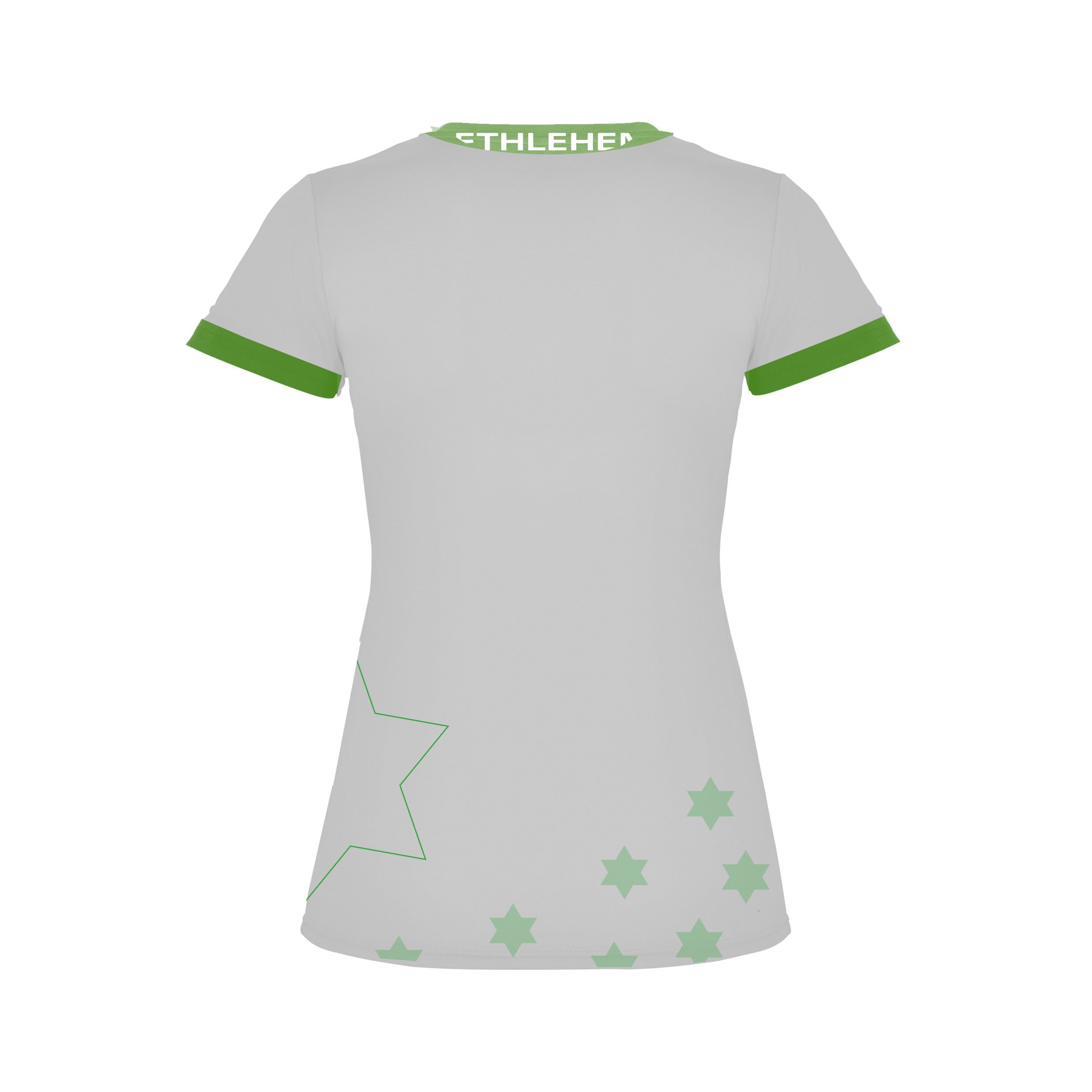 Rückansicht weißes Damen Trikot mit Sternmuster