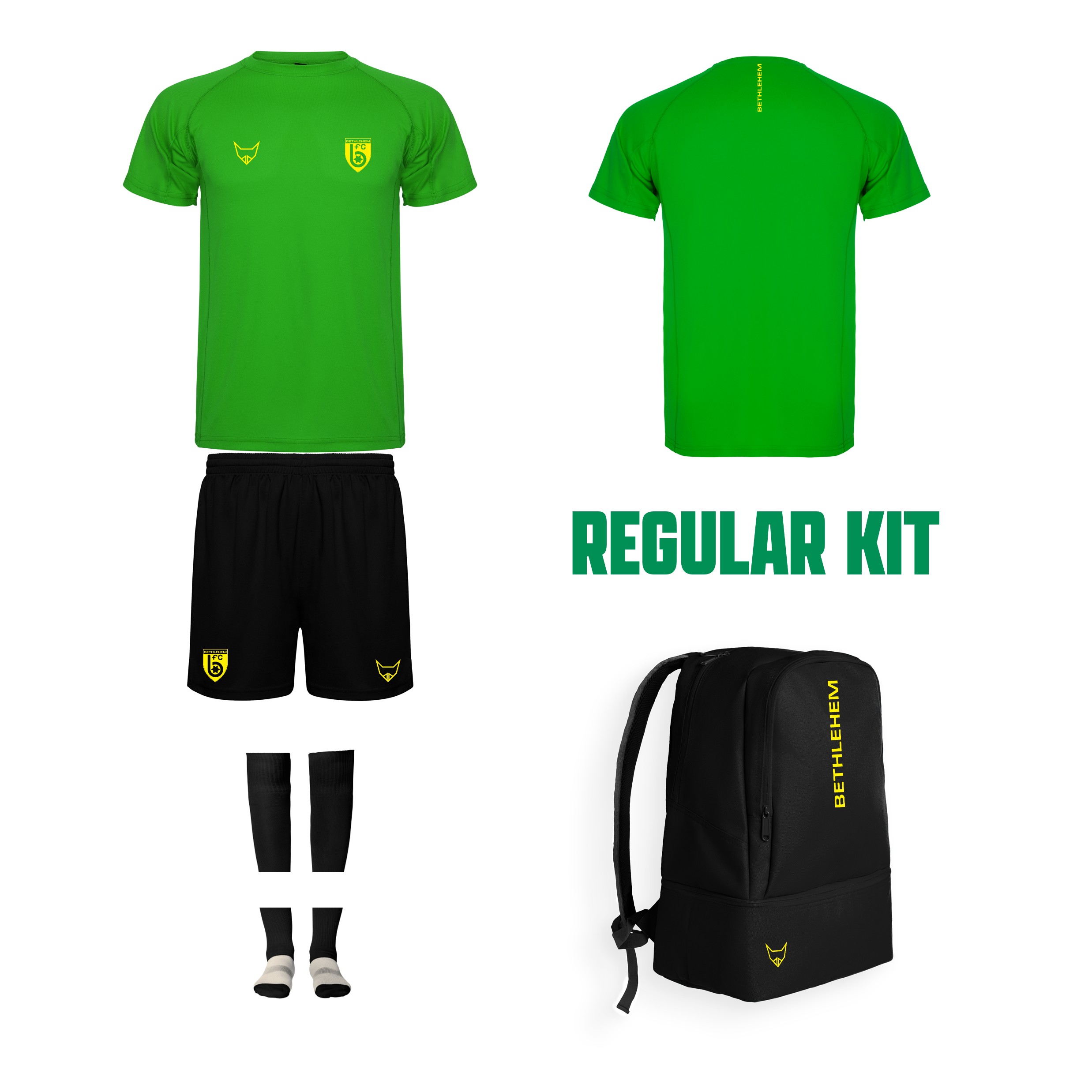 Regular Kit Fußballset mit Trikot, Shorts, Stutzen, Rucksack