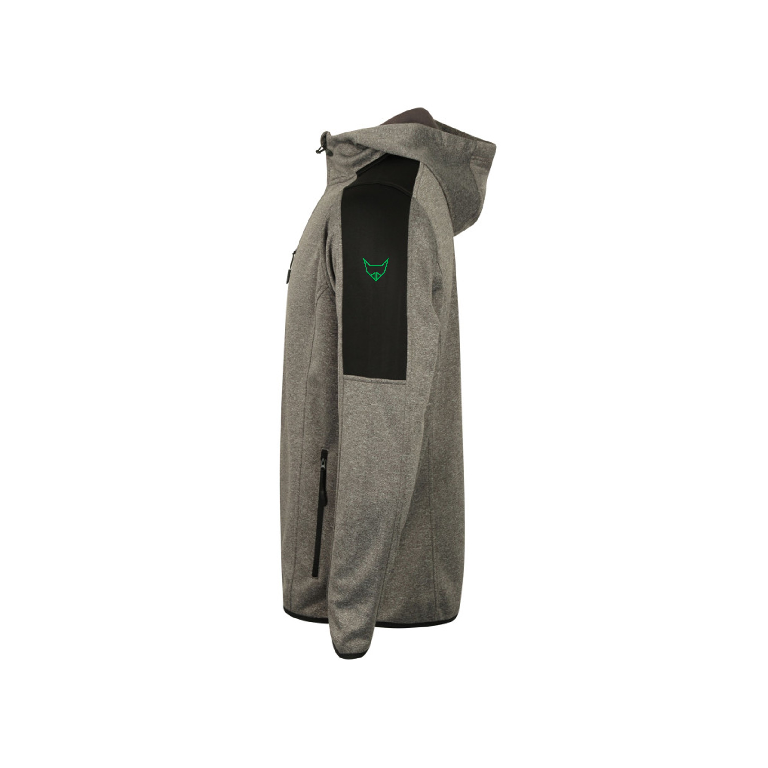Seitenansicht PRIMEo Softshelljacke Langnau grau mit Kapuze